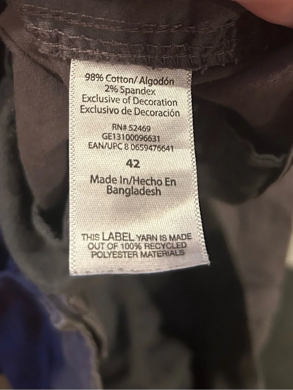 Men's Charcoal Cargo Pants, 42
